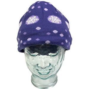 L.L. Bean Purple Snowflake Fleece Lined Girl’s Beanie Hat